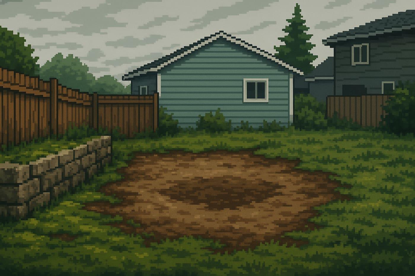 Yard before Blue Landscaping Services started work
