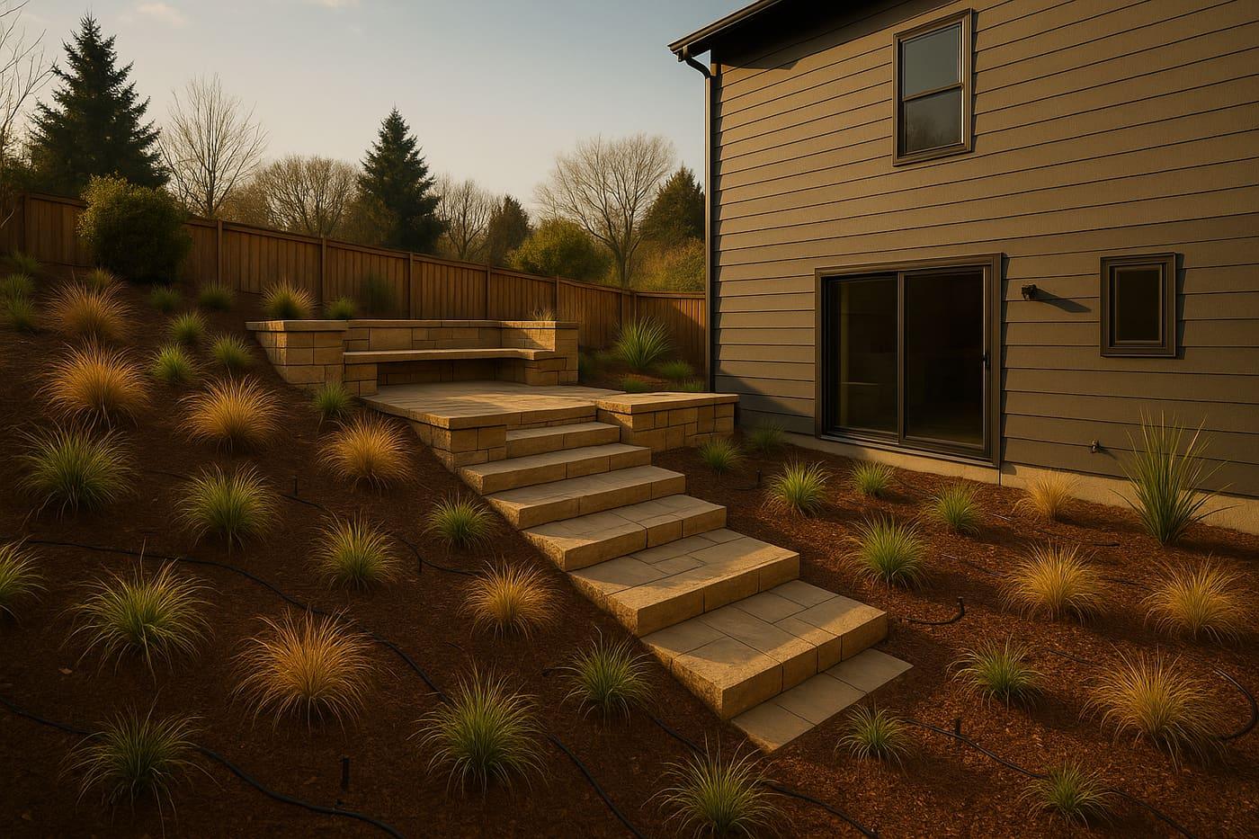 The same yard after Blue Landscaping Services finished the job