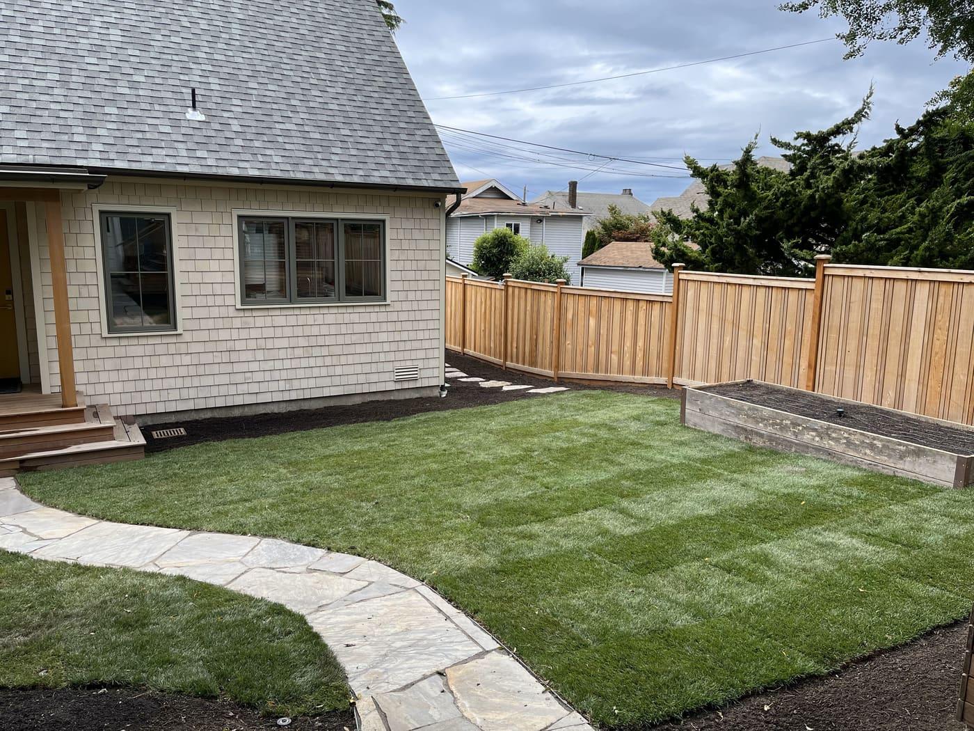 Custom front entry with hardscape and planting in Greater Seattle